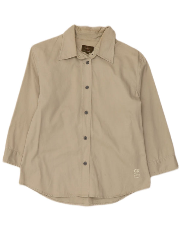 Camisa feminina manga 3/4 Calvin Klein Jeans Reino Unido 14 grande algodão verde