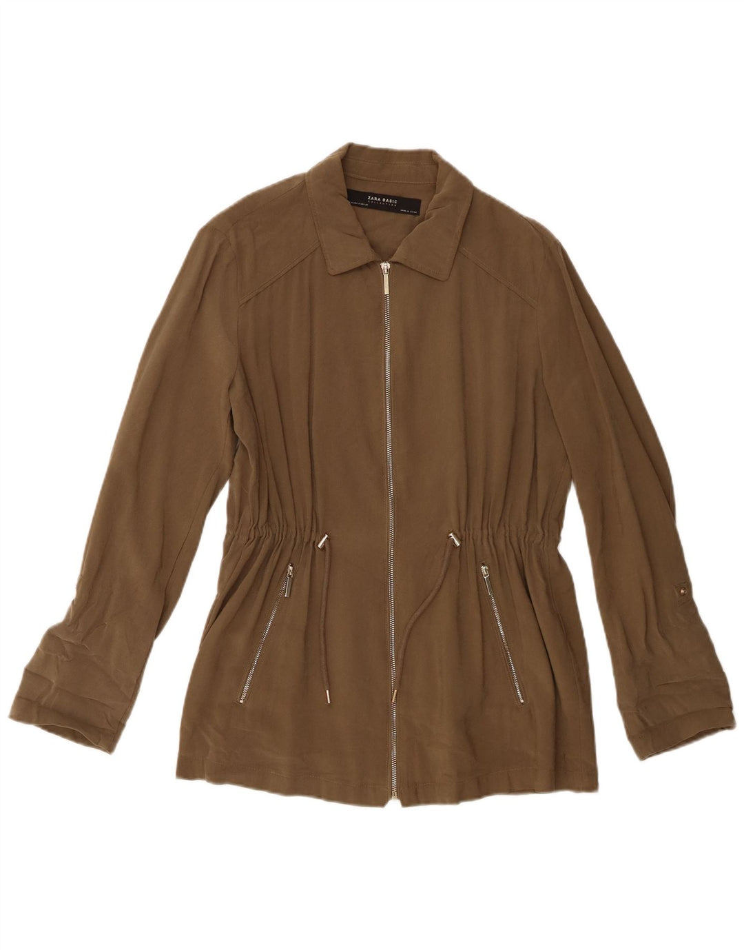 Jaqueta bomber feminina Zara Reino Unido 14 Viscose cáqui médio