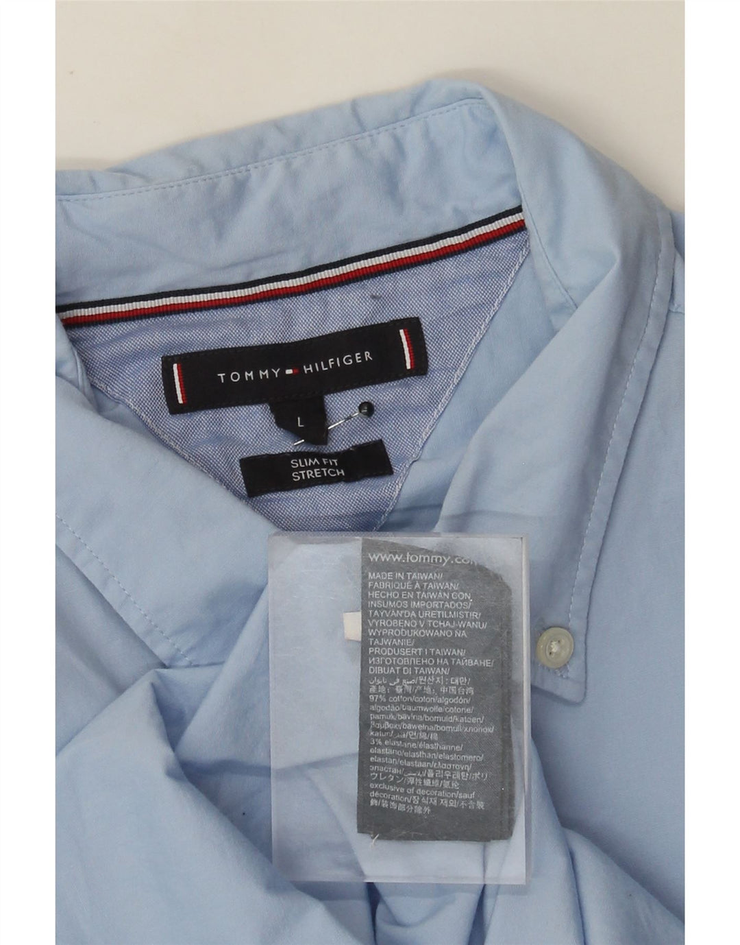 Camisa masculina Tommy Hilfiger Slim Fit grande azul