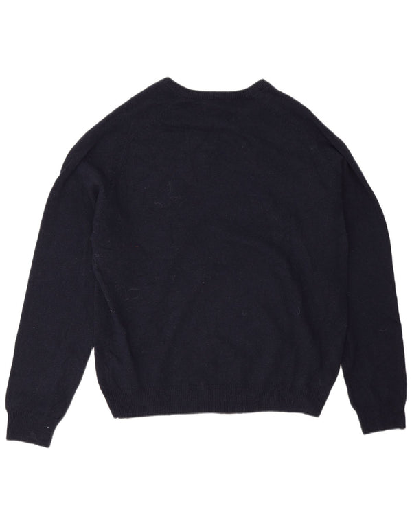 Suéter masculino Marks & Spencer com ajuste regular e decote em V XL de lã azul marinho