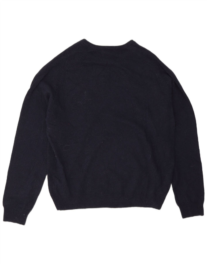 Suéter masculino Marks & Spencer com ajuste regular e decote em V XL de lã azul marinho