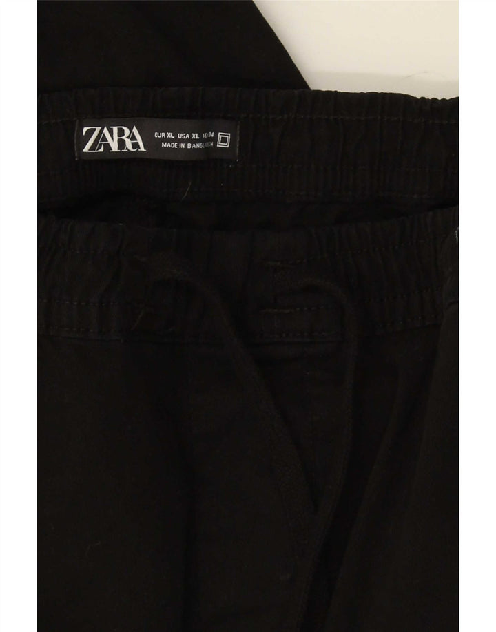 Zara Mens Joggers Cargo Calças XL W34 L26 Preto