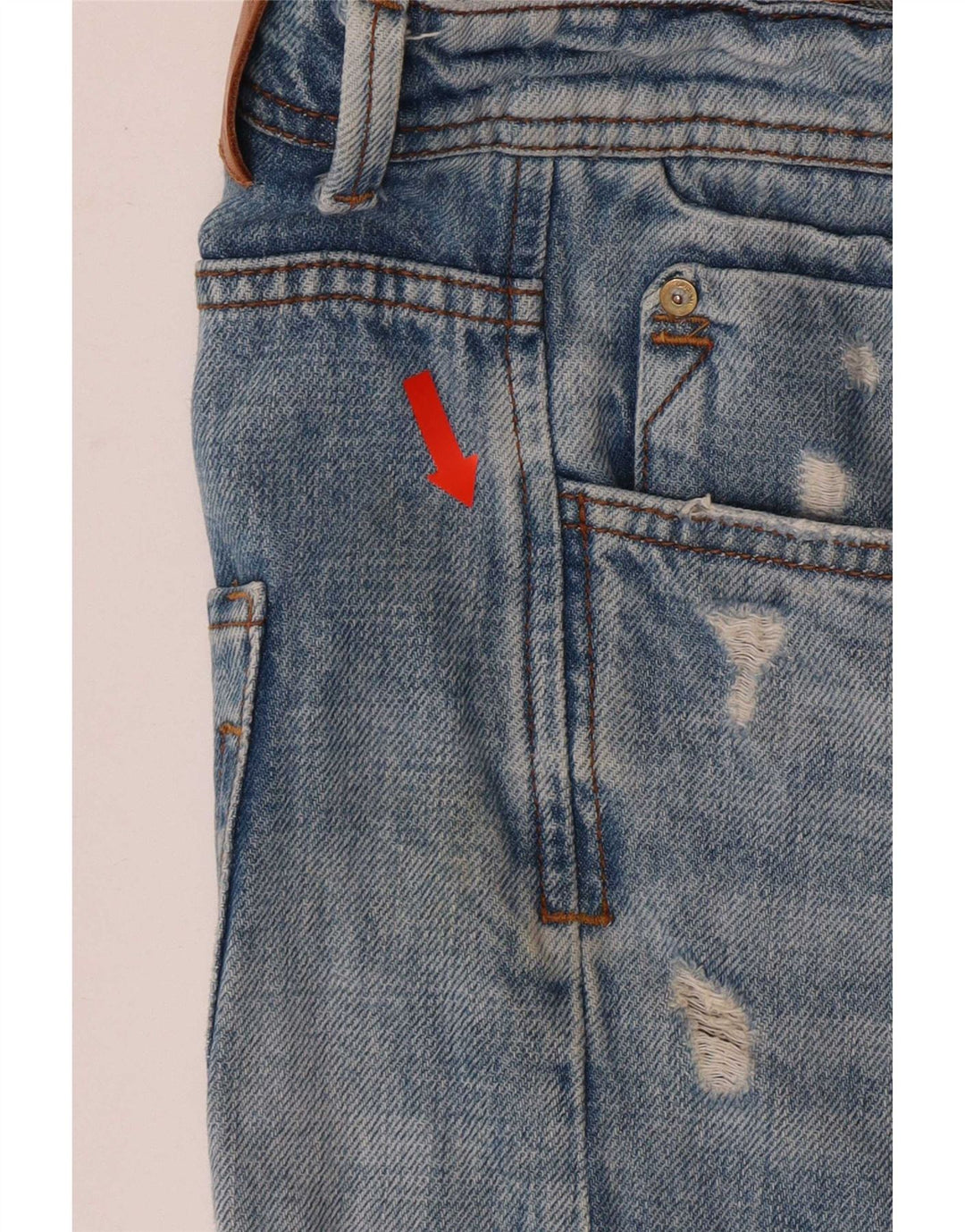 Zara Shorts jeans masculino desgastado UE 42 grande W32 azul