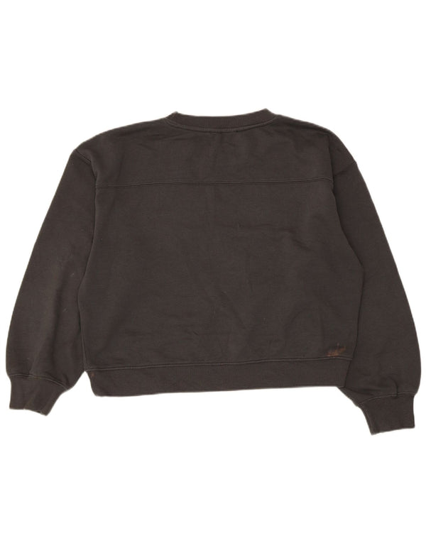 Zara Womens Crop Sweatshirt Jumper UK 14 Poliéster Cinza Médio