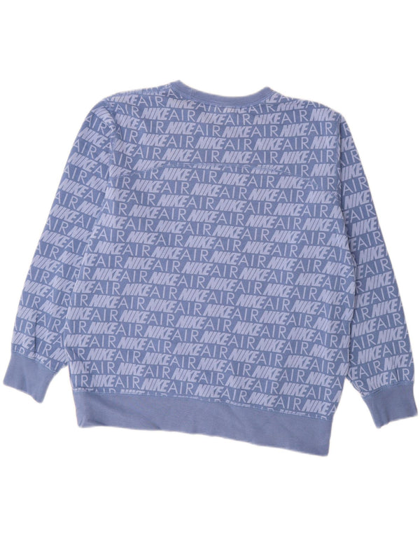 NIKE feminino gráfico oversized moletom jumper UK 14 médio azul algodão