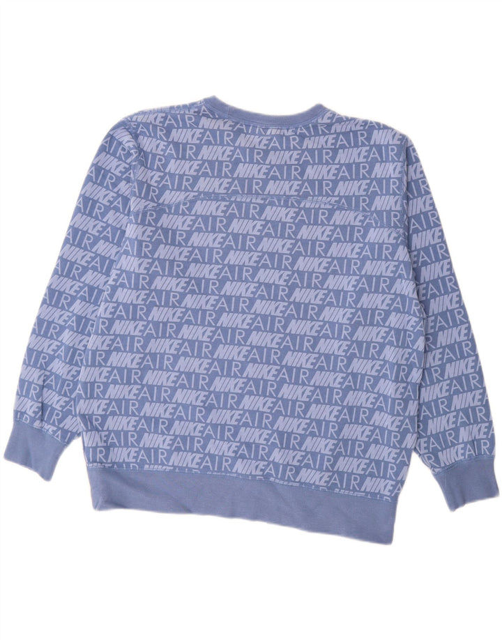 NIKE feminino gráfico oversized moletom jumper UK 14 médio azul algodão