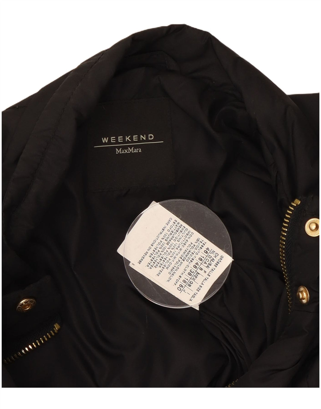 Jaqueta utilitária de fim de semana feminina Max Mara UK 18 XL preta poliamida