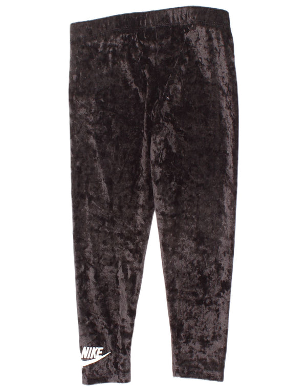 Leggings de veludo gráfico Nike para meninas 4-5 anos, pequeno, preto, poliéster