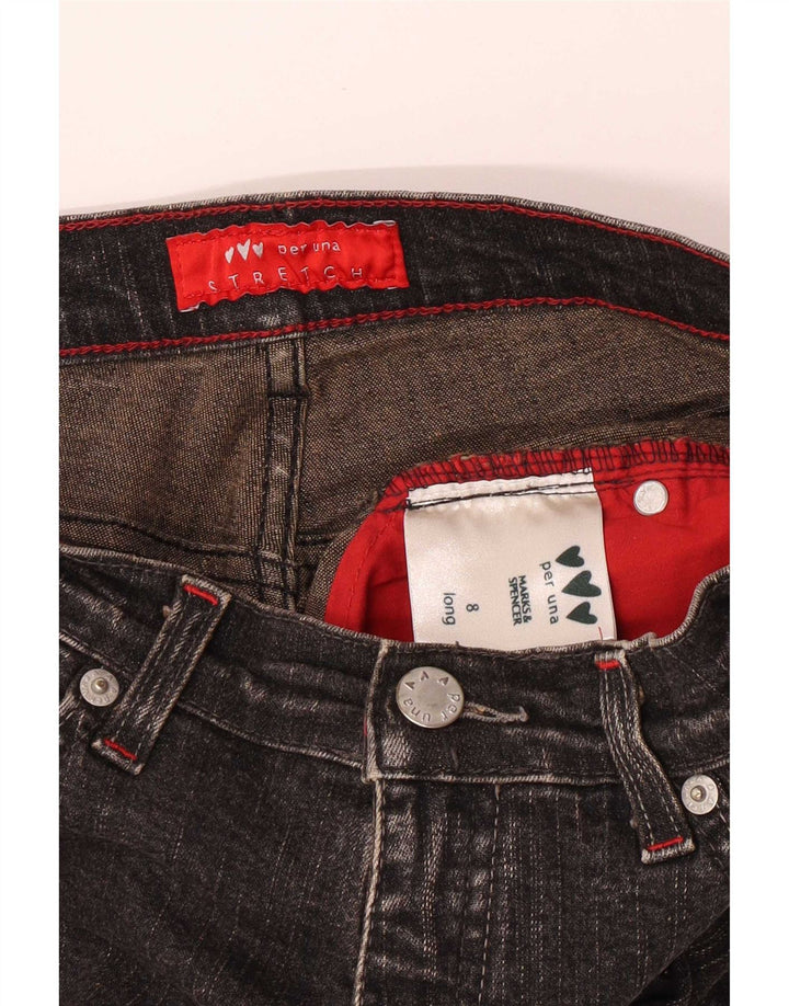 Jeans feminino Marks & Spencer Per Una Bootcut UK 8 pequeno W26 L32 algodão cinza