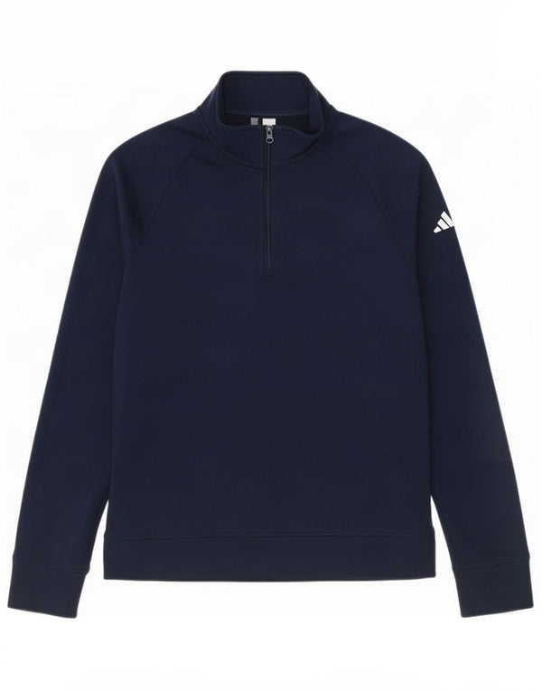 Adidas Meninos Zip Neck Pullover Treino Top 13-14 Anos Azul Marinho Algodão