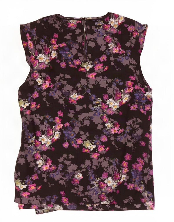 Blusa feminina Oasis UK 12 poliéster floral preto médio