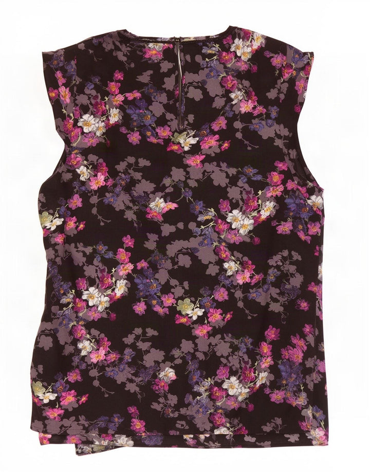 Blusa feminina Oasis UK 12 poliéster floral preto médio