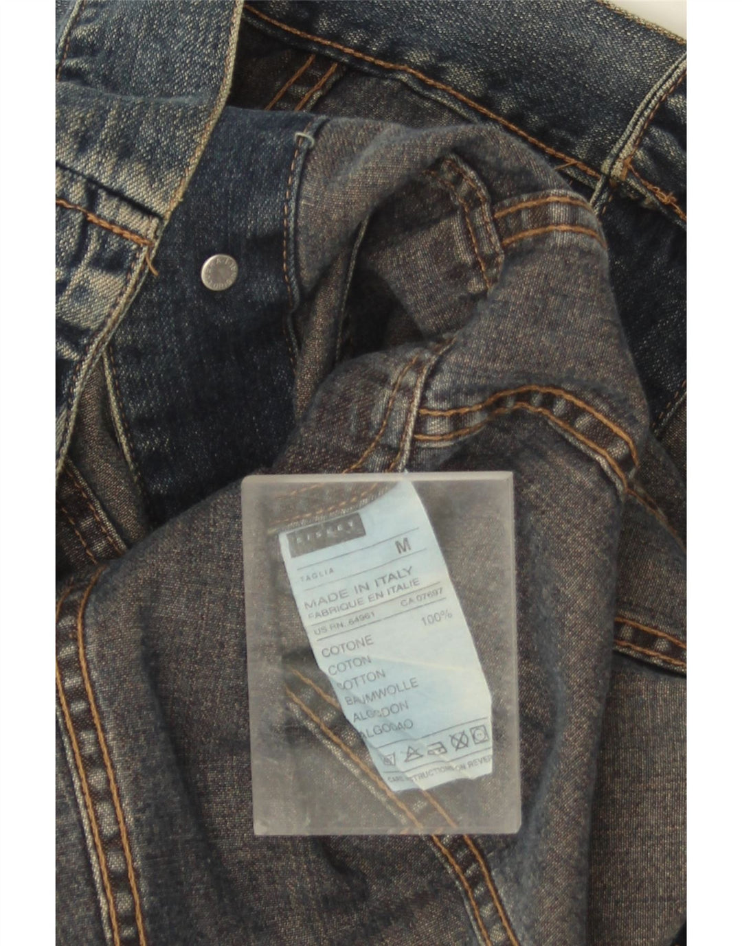 Jaqueta jeans feminina Sisley UK 14 algodão azul médio