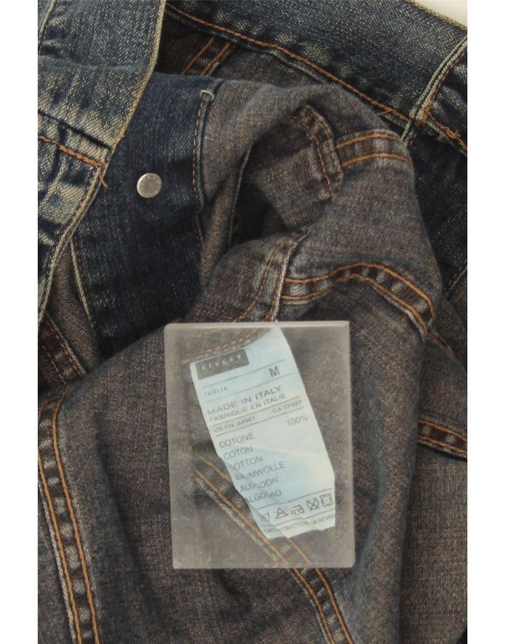 Jaqueta jeans feminina Sisley UK 14 algodão azul médio