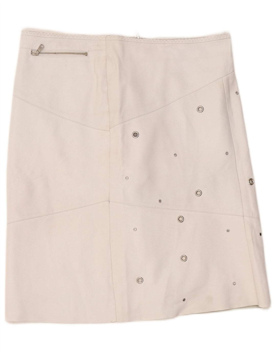 Saia de couro feminina vintage W36 XL branca