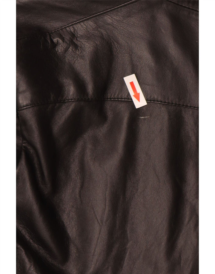 Jaqueta de couro feminina vintage IT 48 XL preta