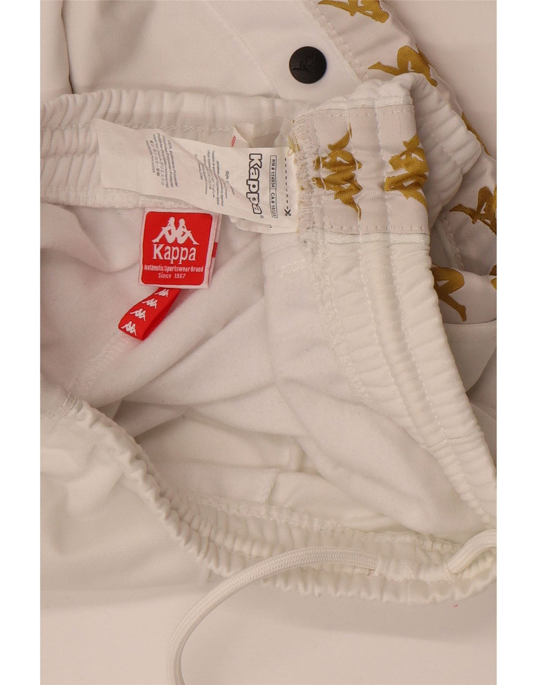 Kappa Mens Graphic Calças de treino pequeno poliéster branco