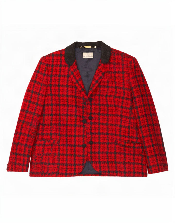 Jaqueta blazer feminina Donna Enrica com 3 botões Reino Unido 16 grande vermelho Houndstooth