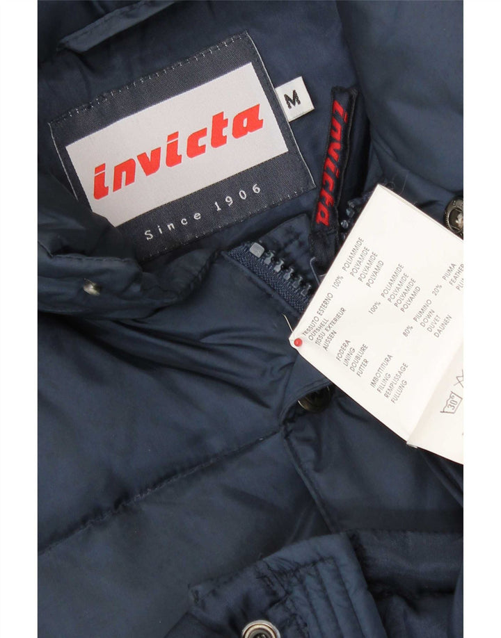 Jaqueta masculina acolchoada com capuz e ajuste solto Invicta Reino Unido 38 azul marinho médio