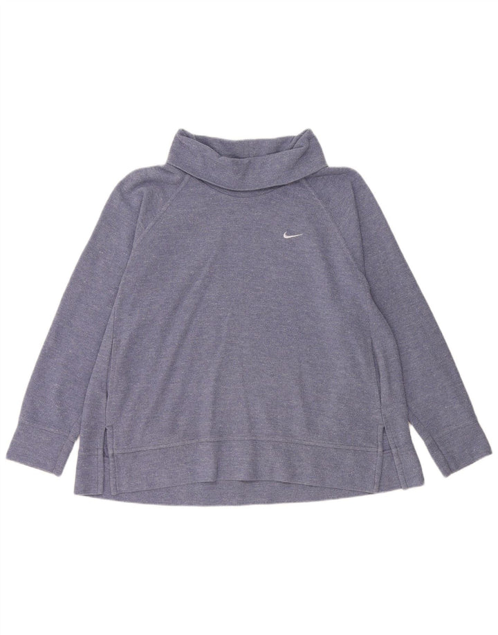 NIKE feminino roll neck moletom jumper UK 18 XL azul algodão