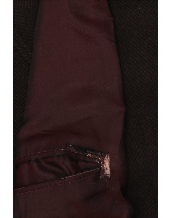 Sobretudo masculino Bugatti UK 40 grande lã virgem espinha de peixe marrom