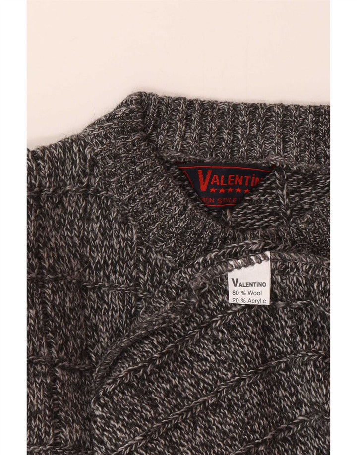 Suéter masculino Valentino com gola redonda, grande lã cinza