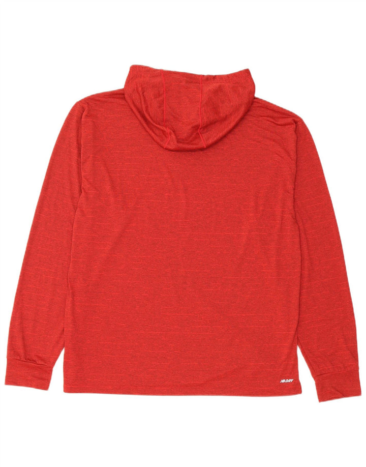 Jumper com capuz feminino New Balance UK 14 poliéster vermelho médio
