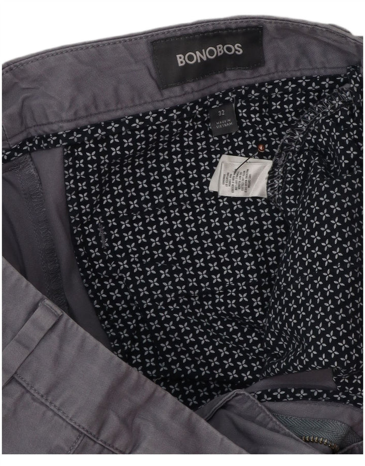 BONOBOS Mens Chino Shorts W32 Algodão Cinza Médio
