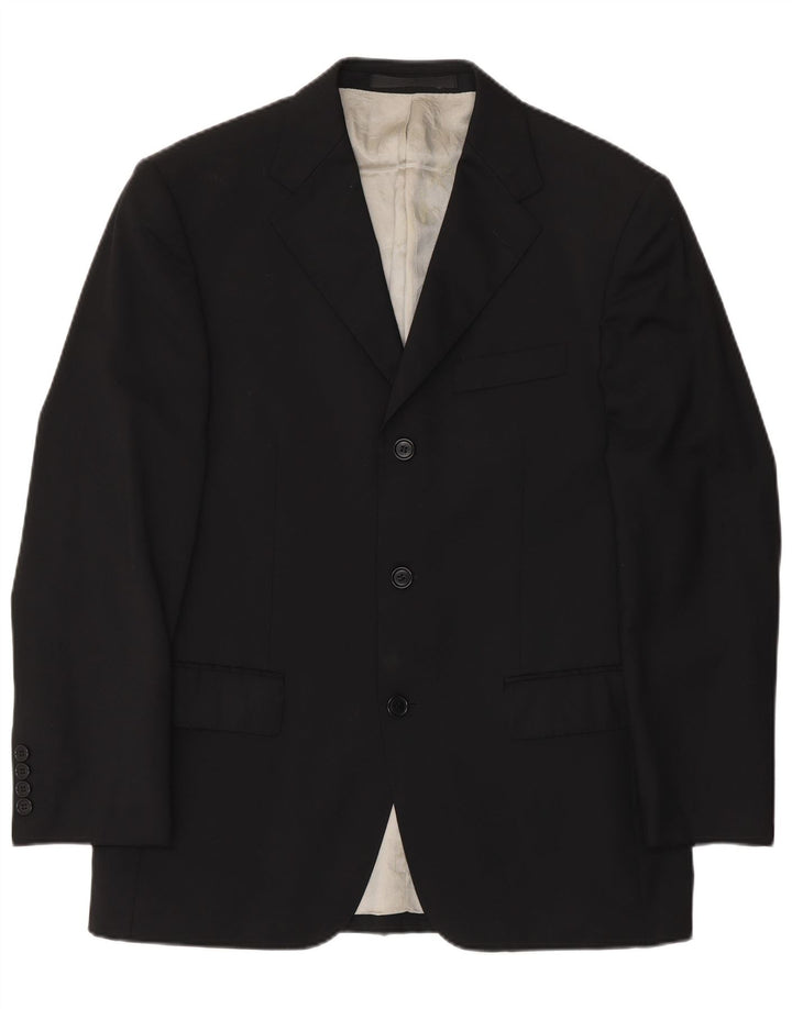 Jaqueta blazer masculina de 3 botões Marks & Spencer Reino Unido 38 lã preta média