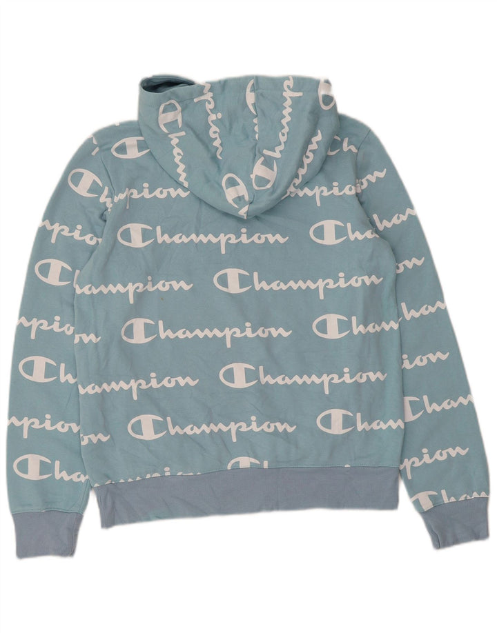 CHAMPION Suéter com capuz gráfico feminino UK 12 azul médio