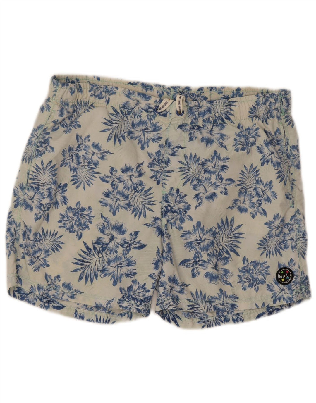 Maui and Sons Calções de banho masculinos poliamida floral azul médio