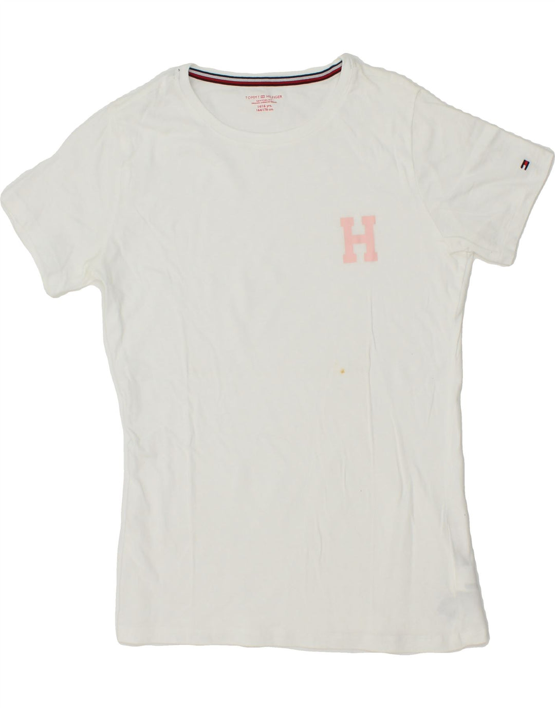 TOMMY HILFIGER Girls T-Shirt Top 14-15 Years White Cotton Vintage Tommy Hilfiger and Second-Hand Tommy Hilfiger from Messina Hembry 