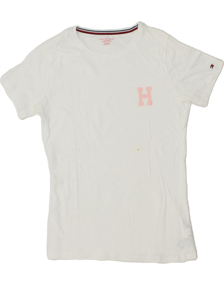 TOMMY HILFIGER Girls T-Shirt Top 14-15 Years White Cotton Vintage Tommy Hilfiger and Second-Hand Tommy Hilfiger from Messina Hembry 
