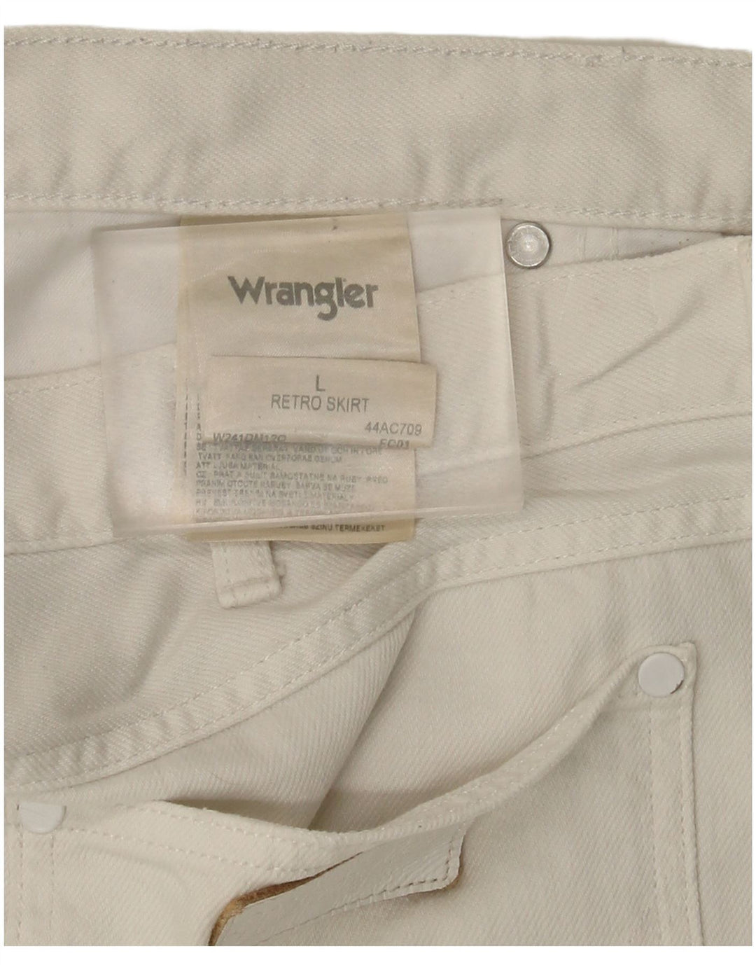 Mini saia jeans Wrangler feminina grande W36 algodão branco