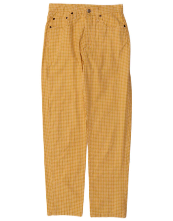 Calça casual feminina Replay cintura alta W30 L30 algodão xadrez amarelo