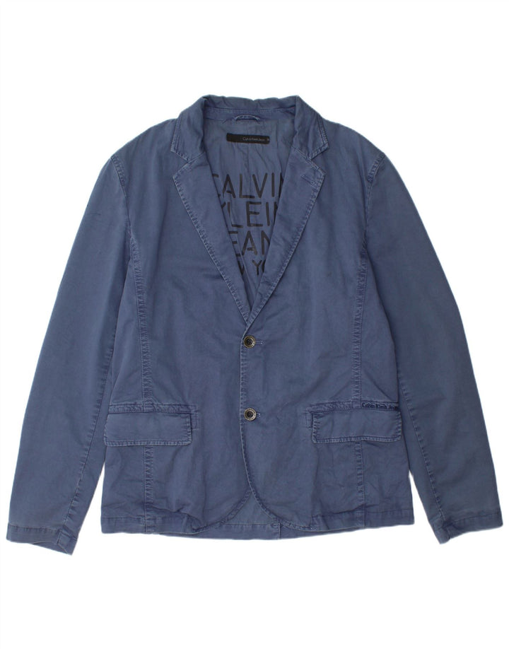 Calvin Klein Jeans Masculino Jaqueta Blazer de 2 Botões Reino Unido 42 XL Azul Algodão