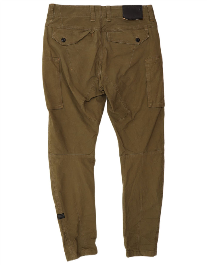 G-STAR Mens Banana Slim Cargo Calças W34 L30 Cáqui Algodão Exército
