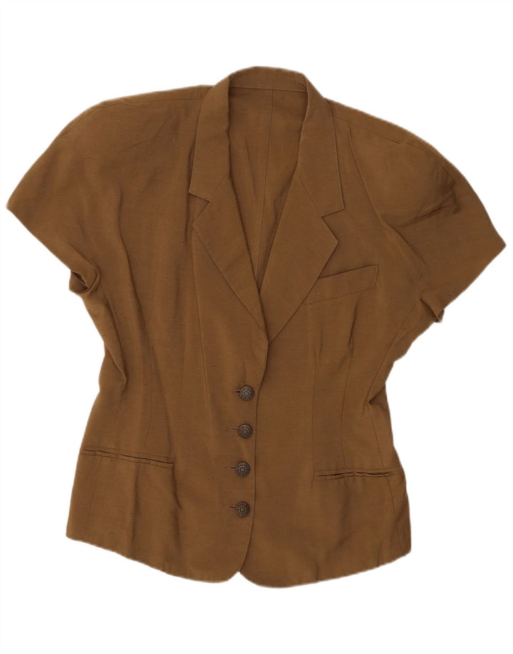Jaqueta blazer feminina vintage de manga curta com 4 botões IT 46 grande marrom