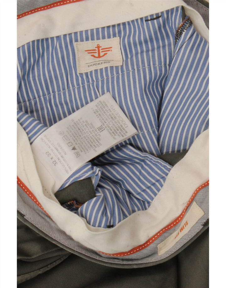 DOCKERS Calça Chino Masculina Slim Fit W32 L32 Algodão Cáqui