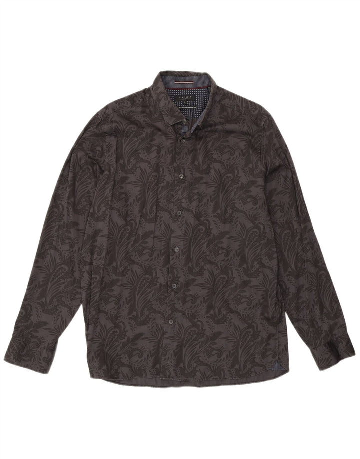 Camisa masculina TED BAKER tamanho 5 grande algodão paisley cinza