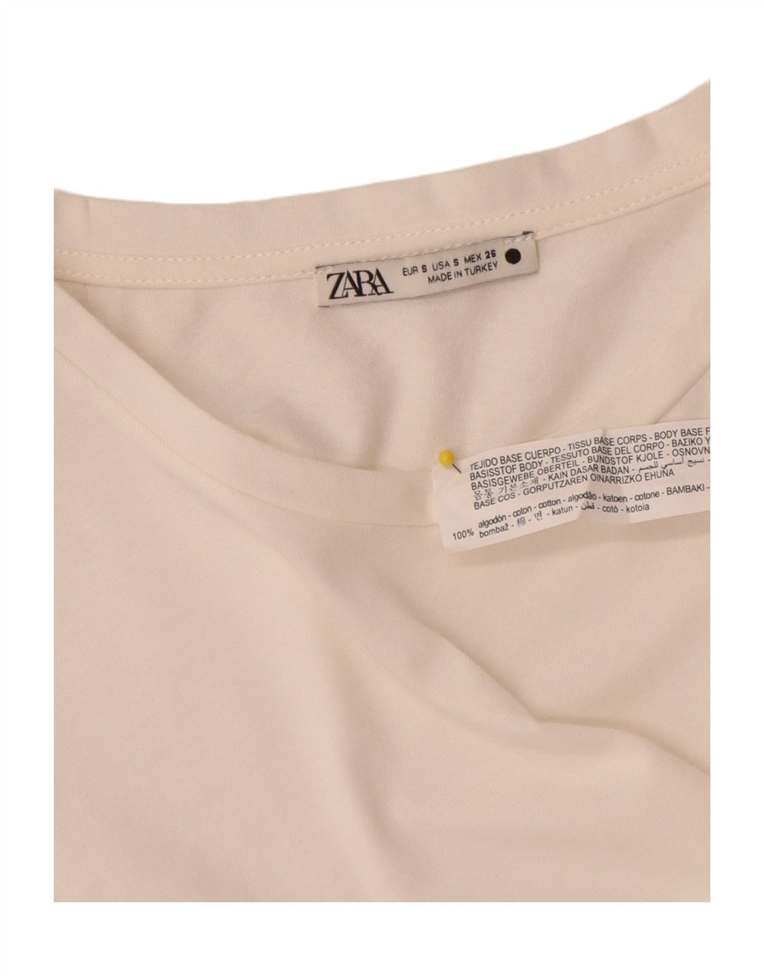Blusa feminina Zara Top UK 10 pequeno algodão branco
