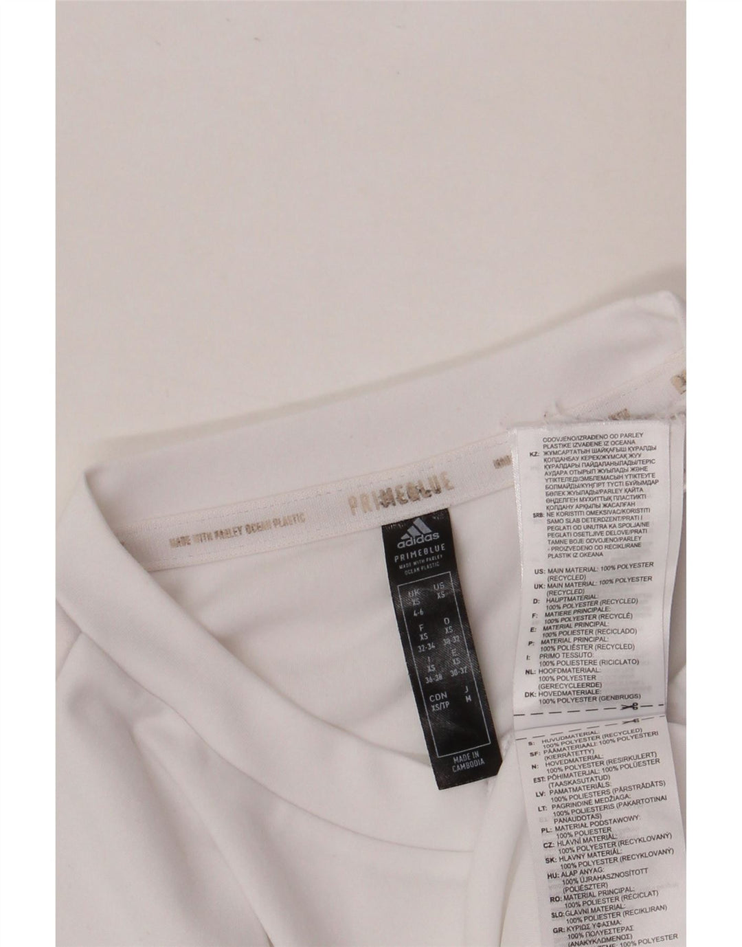 Camiseta Adidas Feminina Prime Azul Graphic UK 4/6 XS Branco Poliéster