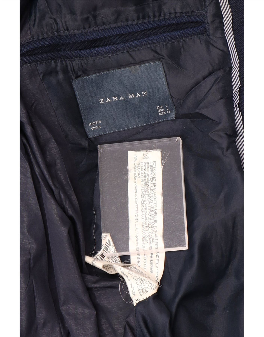 Sobretudo masculino ZARA UK 40 grande poliéster azul marinho