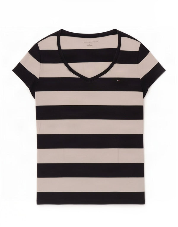 Tommy Hilfiger Camiseta Feminina Top UK 12 Médio Azul Marinho Listrado Algodão