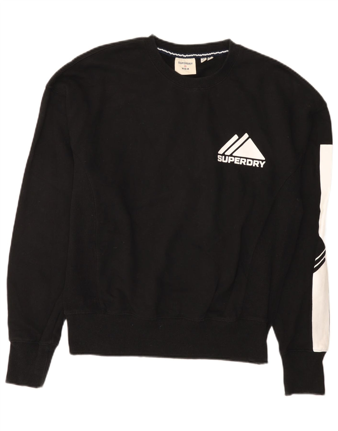 Superdry feminino gráfico moletom jumper UK 12 médio preto colorblock
