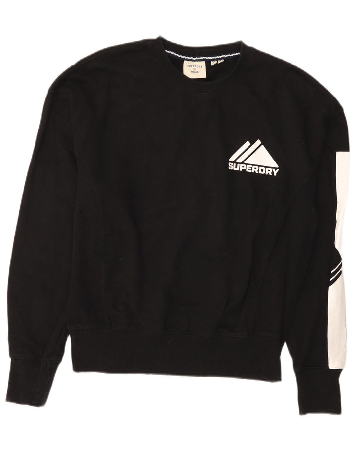 Superdry feminino gráfico moletom jumper UK 12 médio preto colorblock
