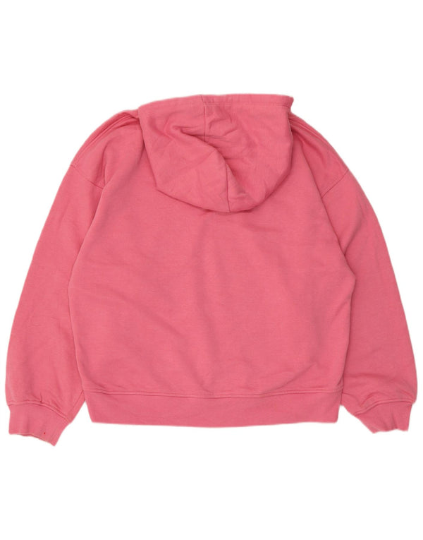 Zara Womens Oversized Hoodie Jumper Reino Unido 14 Médio Algodão Rosa
