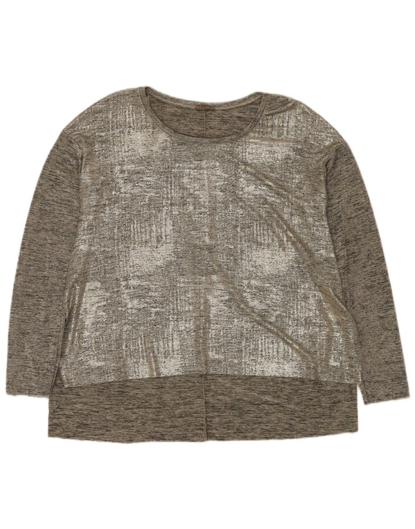Zara Womens Top Long Sleeve UK 14 Medium Grey Flecked Polyester Modern
