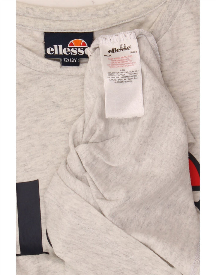 Camiseta gráfica feminina ELLESSE 12-13 anos algodão manchado cinza