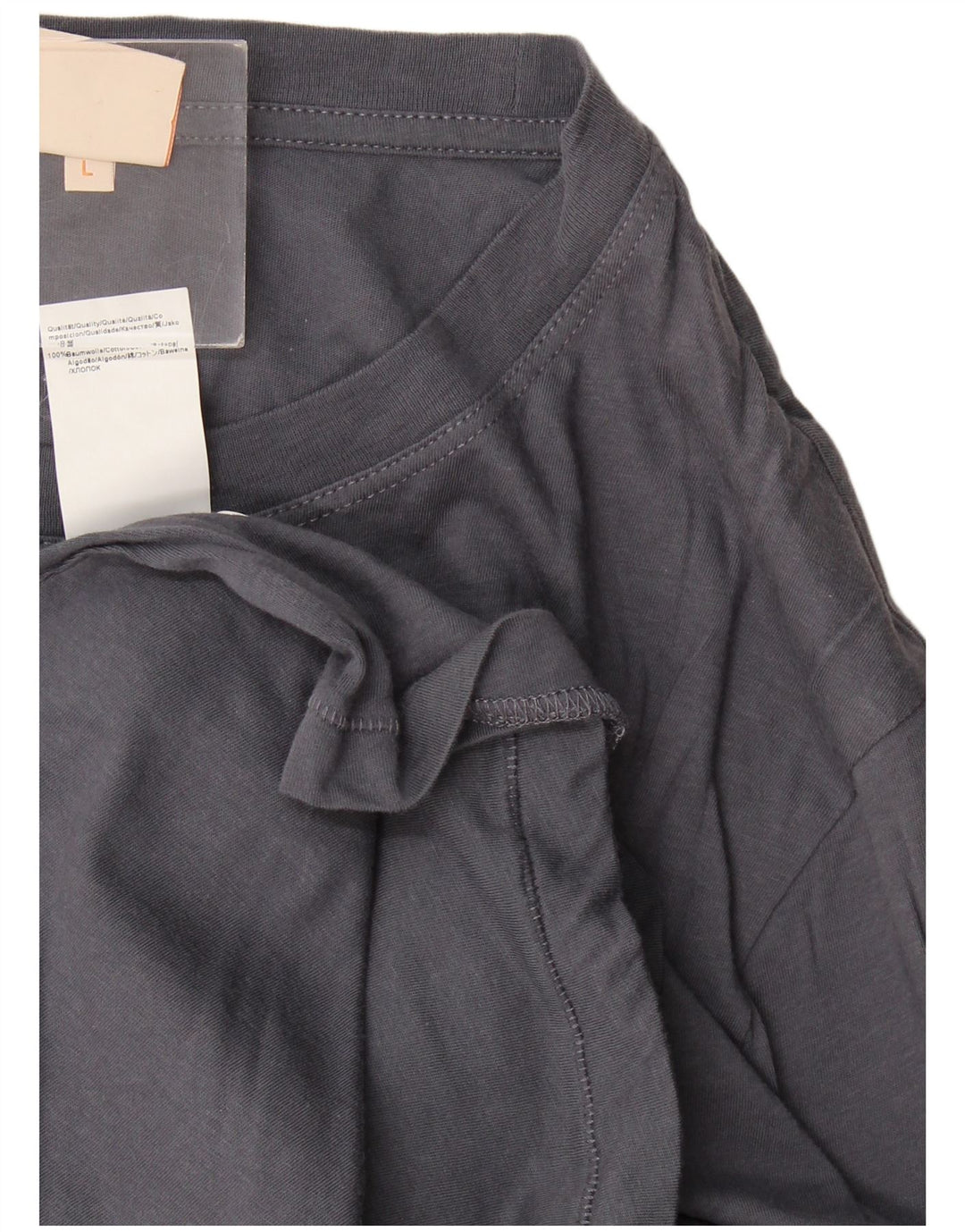 Hugo Boss Mens Graphic Top Manga Longa Grande Algodão Cinza
